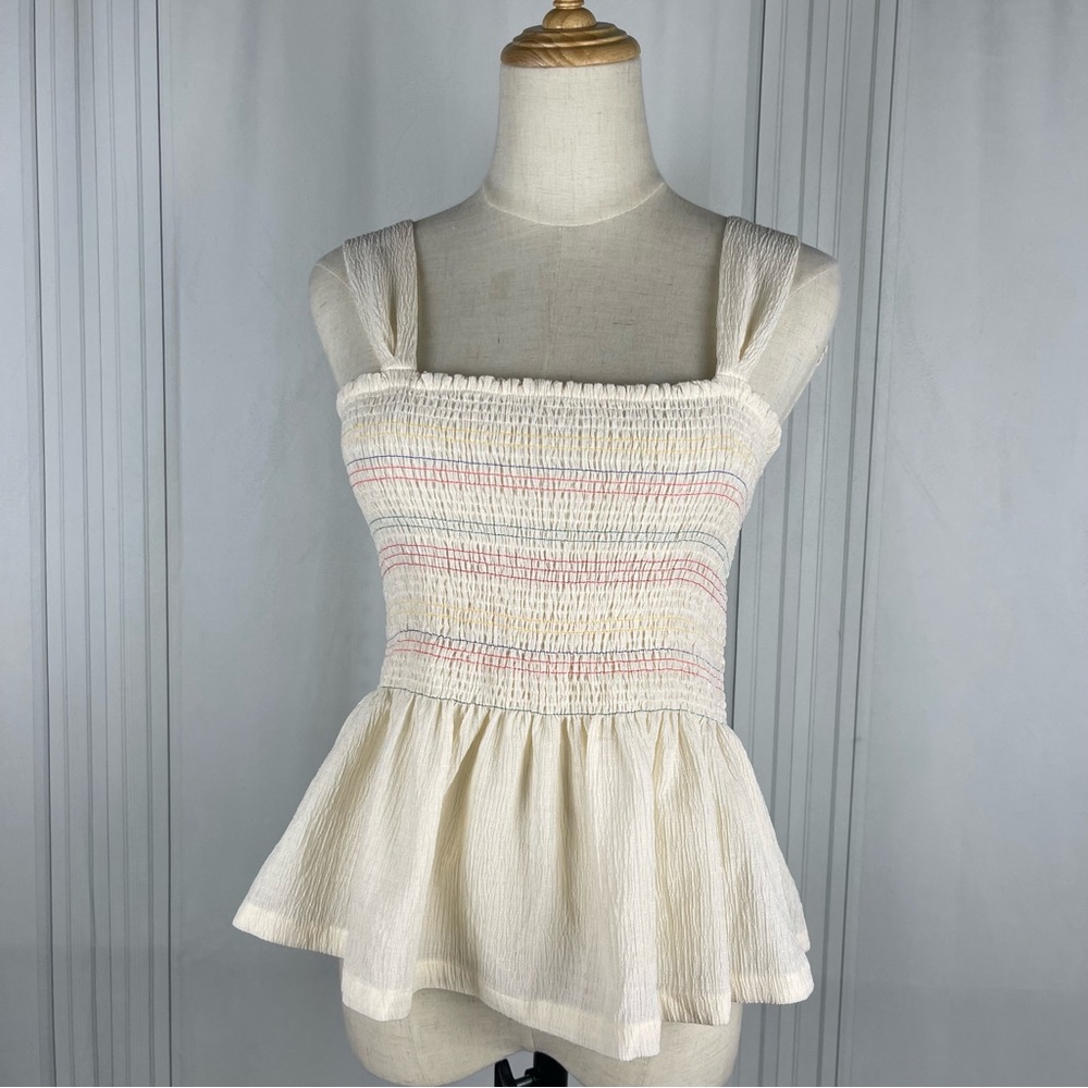 Madewell Texture &‎ Thread Peplum Tank Top - Cream - Women's Size Medium